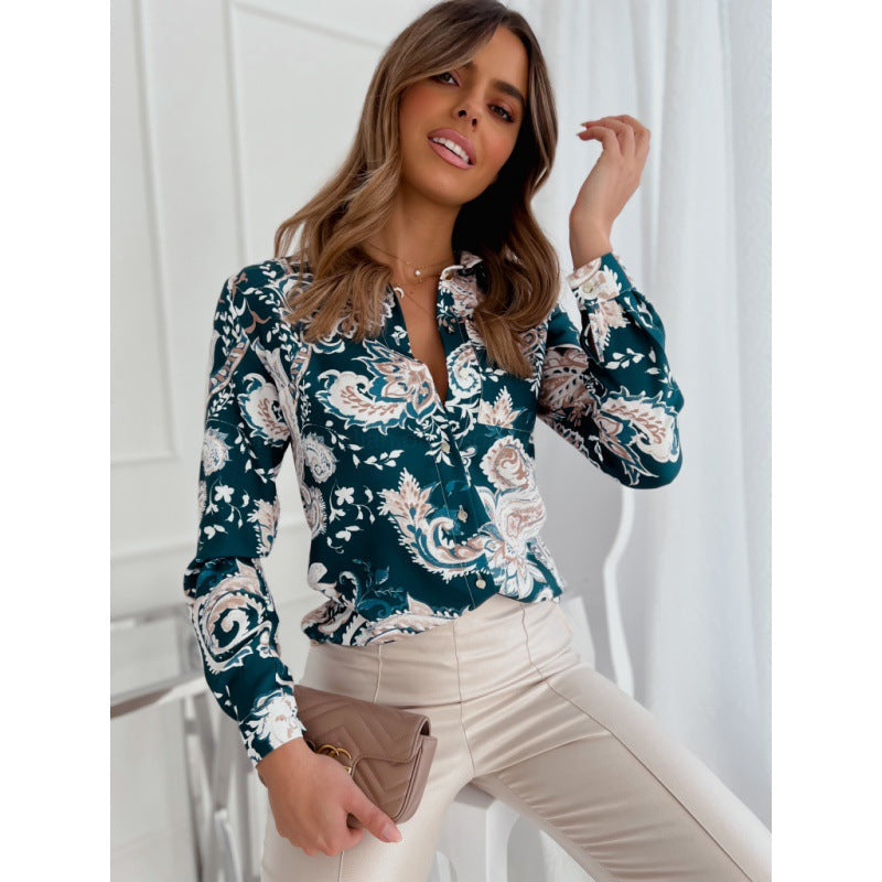 Women's fashionable blouse with floral patterns and elegant cut NOVAE