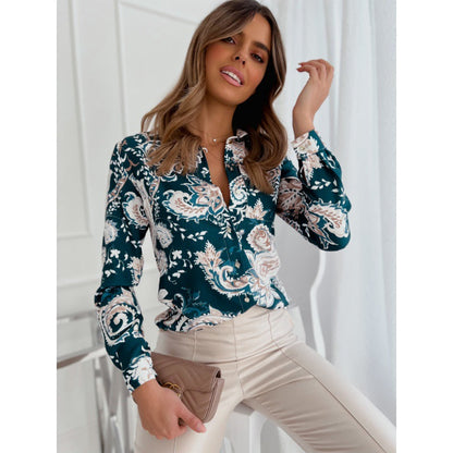 Women's fashionable blouse with floral patterns and elegant cut NOVAE