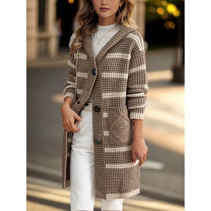 Women's knitted coat with hood and pockets NOVAE