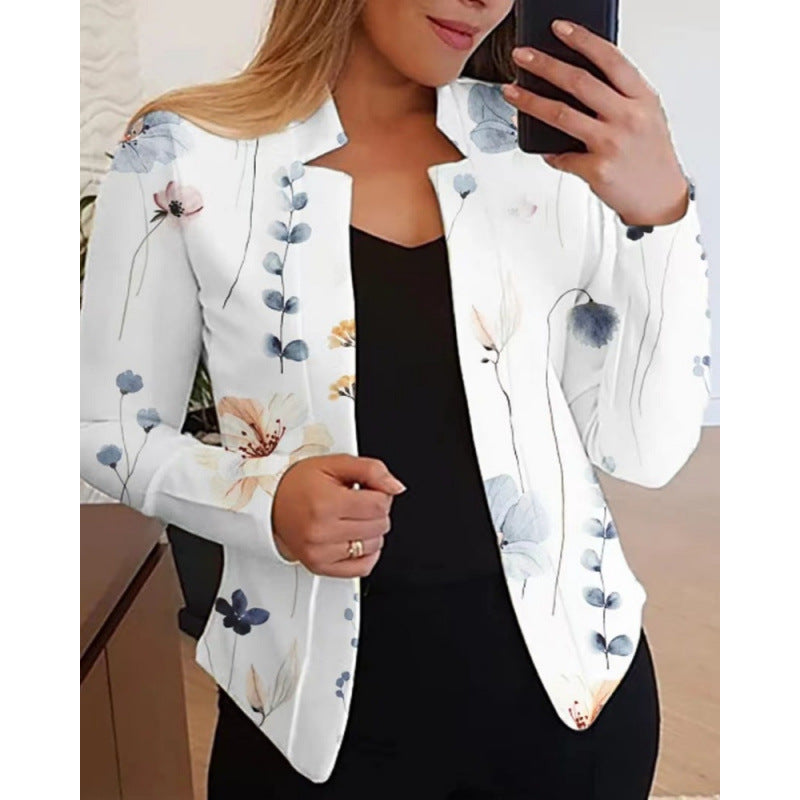 Women's blazer with floral design and figure-hugging cut NOVAE