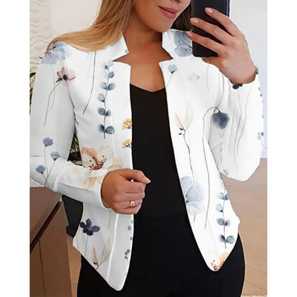 Women's blazer with floral design and figure-hugging cut NOVAE