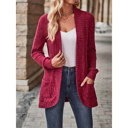 Women's cardigan with long sleeves and structured design NOVAE
