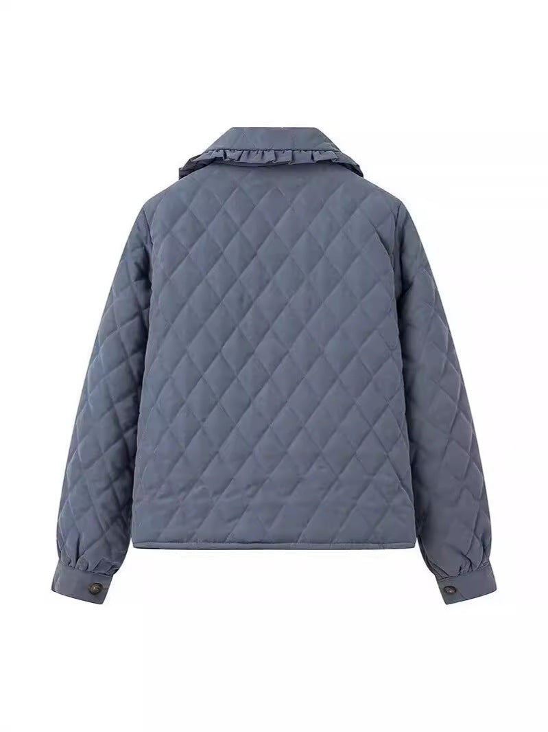 Women's quilted jacket with large collar and practical pockets NOVAE