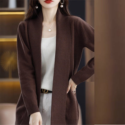 Women's cardigan with elegant ribbed texture and open cut NOVAE