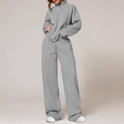 Women's casual sweatpants set with stand-up collar and zipper NOVAE