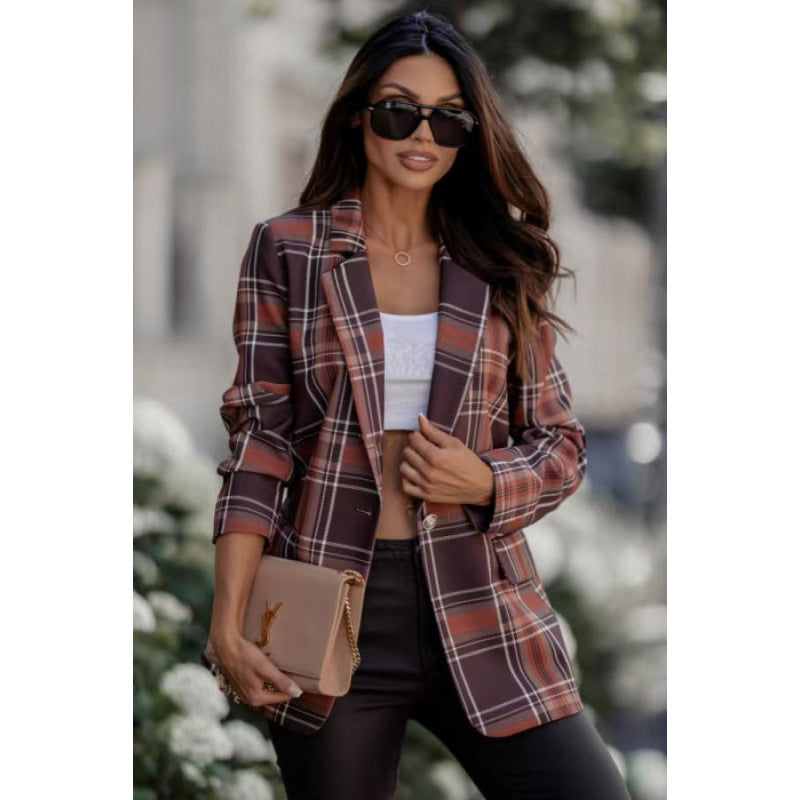 Women's checked blazer in a modern oversized cut with elegant details NOVAE