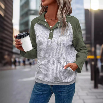 Women's fashionable stand-up collar sweater with textured surface NOVAE