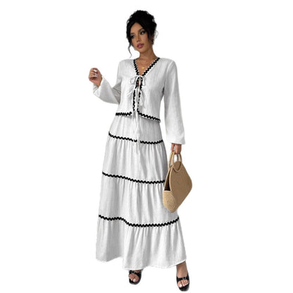 Women's maxi dress with ruffles and lacing NOVAE