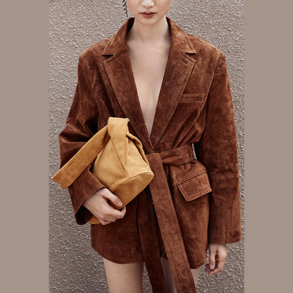 Women's velvet blazer jacket with belt and elegant fit NOVAE