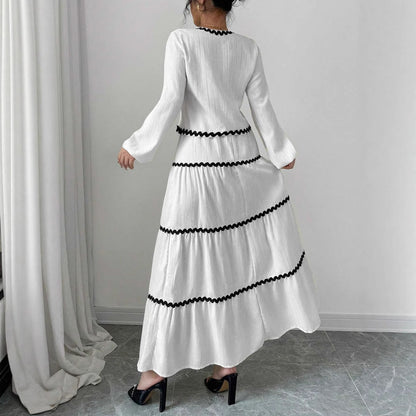 Women's maxi dress with ruffles and lacing NOVAE