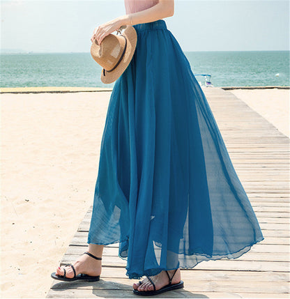 Women's Long, Flowing Chiffon Skirt with Elastic Waistband NOVAE