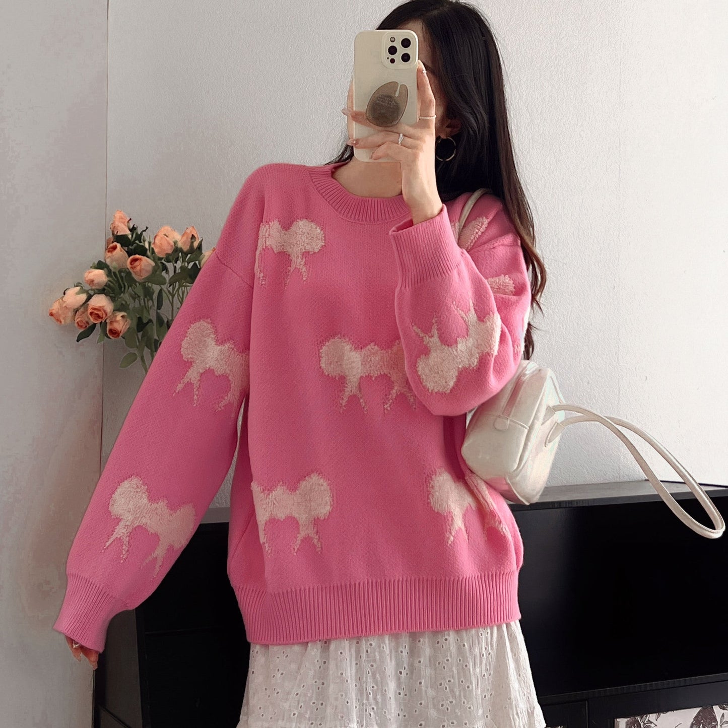 Women's cozy knit sweater with playful pattern NOVAE
