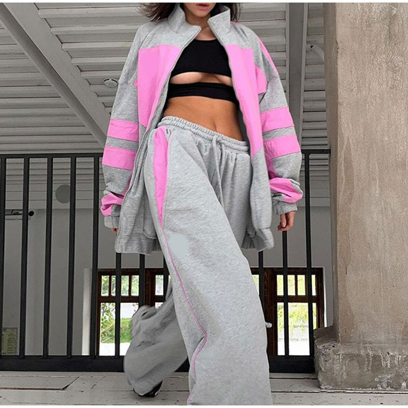 Women's tracksuit with contrasting colors and high collar NOVAE