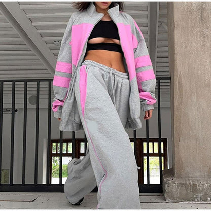 Women's tracksuit with contrasting colors and high collar NOVAE