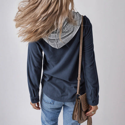 Women's casual shirt jacket with hood and side pockets NOVAE