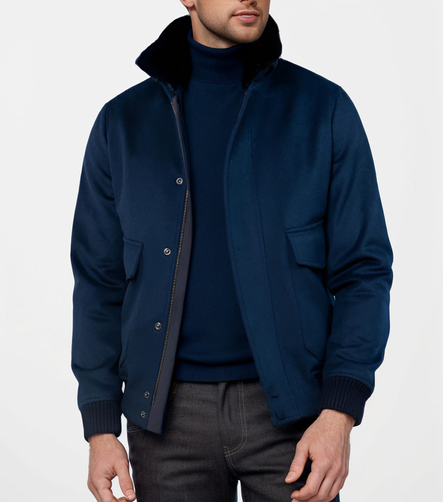 Men's stylish transitional jacket with soft collar and practical side pockets NOVAE