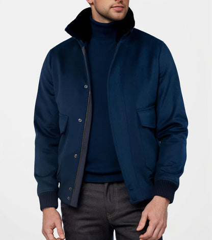 Men's stylish transitional jacket with soft collar and practical side pockets NOVAE