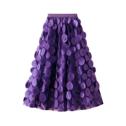 Women's Elegant Tulle Skirt with 3D Floral Appliqués NOVAE