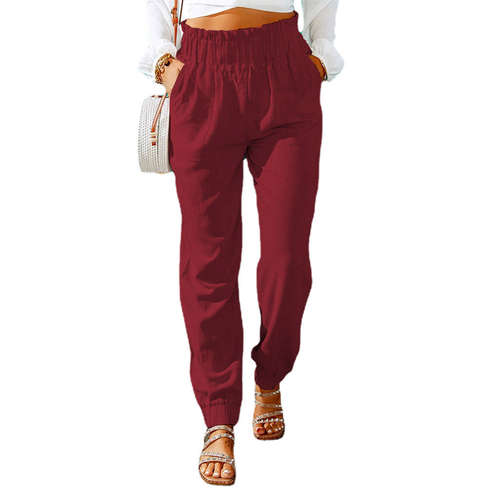 Women's casual trousers with elasticated waistband and side pockets NOVAE