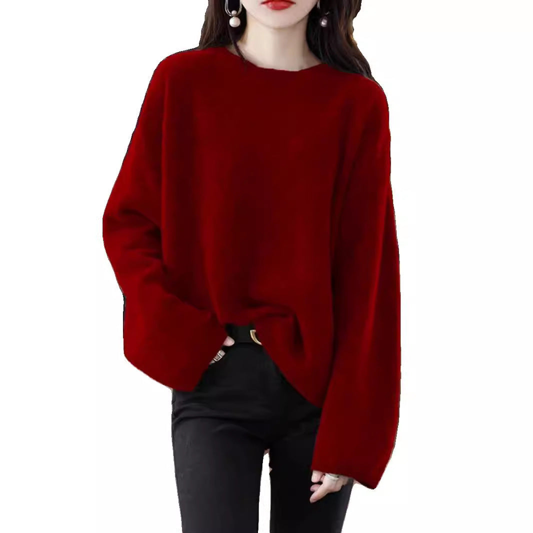 Women's soft knit sweater with a relaxed fit and casual V-neck NOVAE