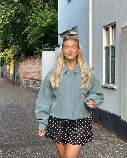 Women's short bomber jacket made of soft material with a casual cut NOVAE