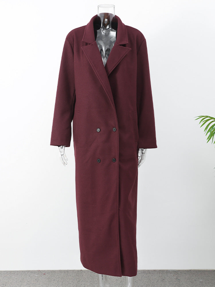 Women's Elegant Wool Coat with Double-Button Design NOVAE