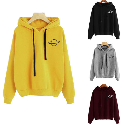 Women's hoodie with a creative planet design and comfortable cut NOVAE