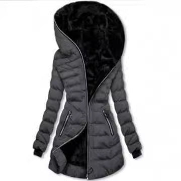 Women's long jacket with cozy lining and high collar NOVAE
