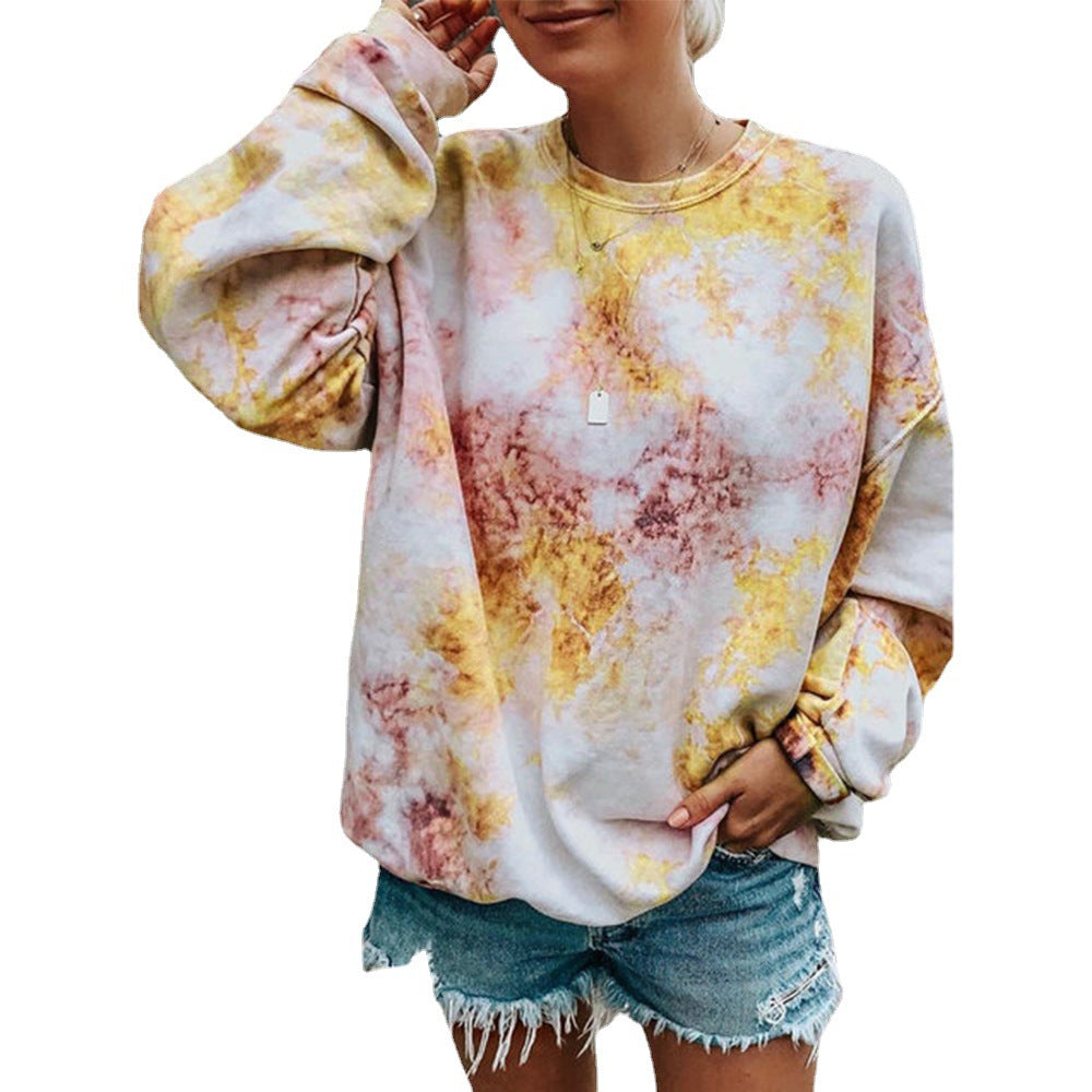Women's casual sweatshirt with colorful batik pattern NOVAE
