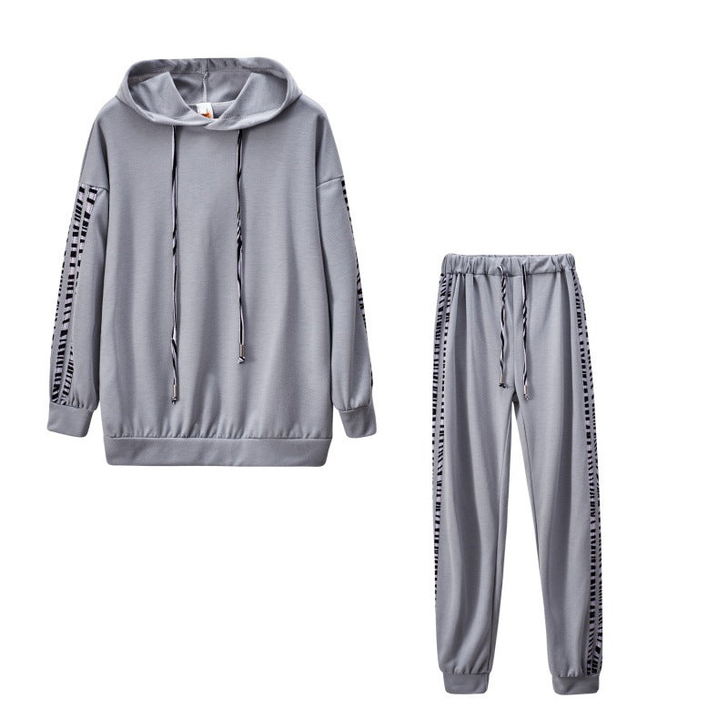 Women's sporty loungewear set with hood and side stripes NOVAE