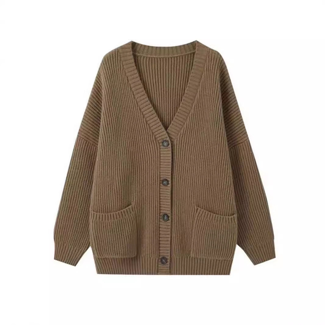 Women's chunky knit cardigan with pockets and soft cut NOVAE