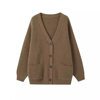 Women's chunky knit cardigan with pockets and soft cut NOVAE