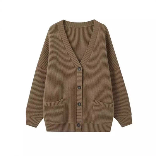Women's chunky knit cardigan with pockets and soft cut NOVAE