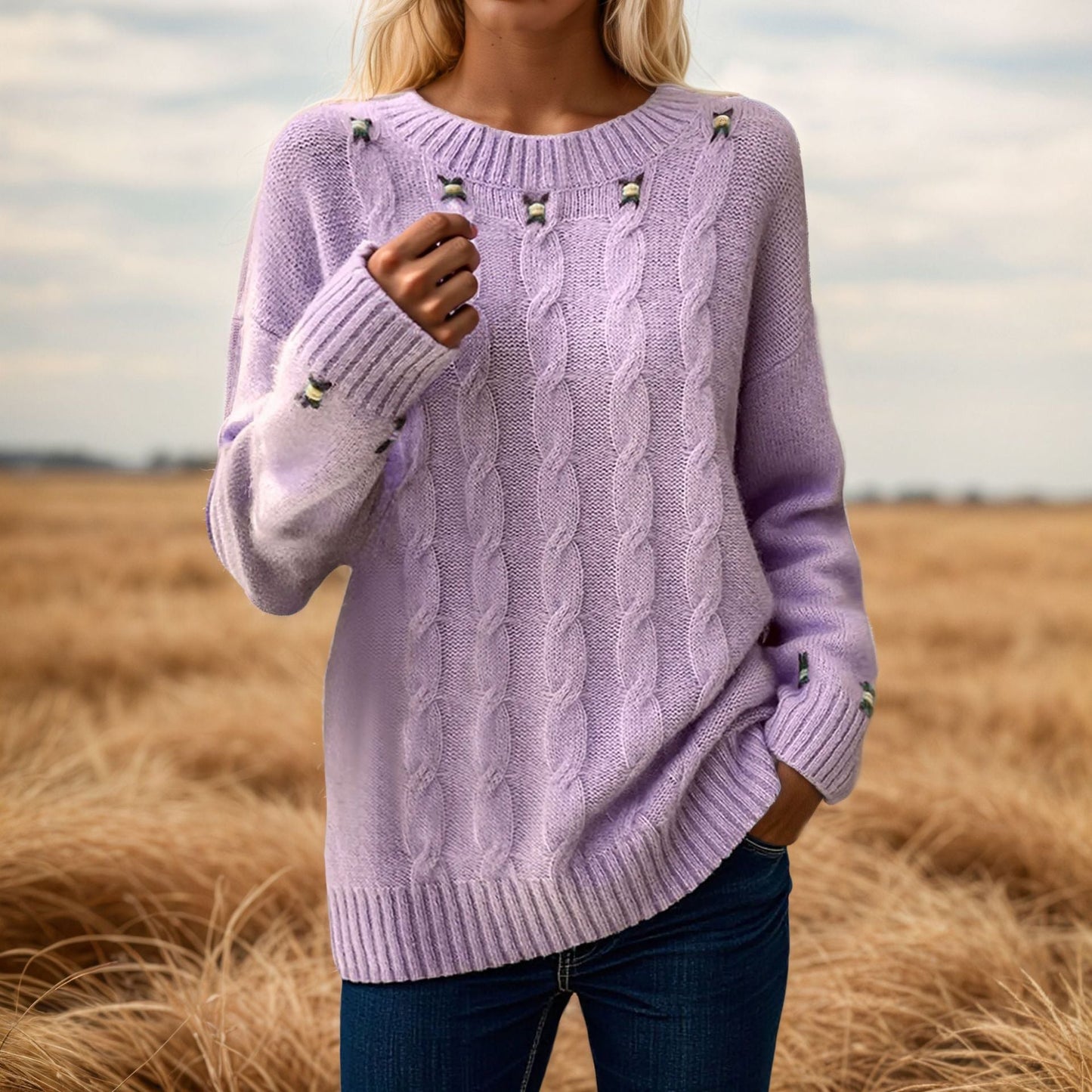 Women's knit sweater with a relaxed fit and exquisite details NOVAE