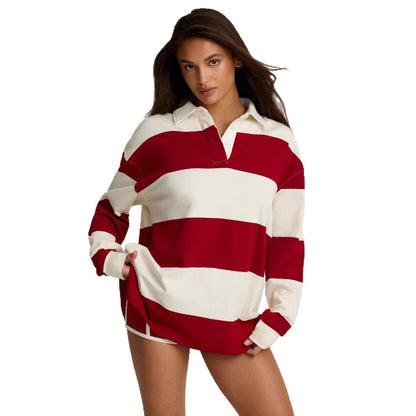 Women's sporty polo shirt with a casual cut and striped design NOVAE