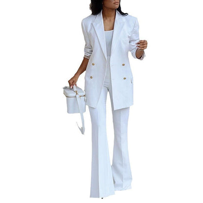 Women's elegant wide-leg blazer set with waist belt NOVAE