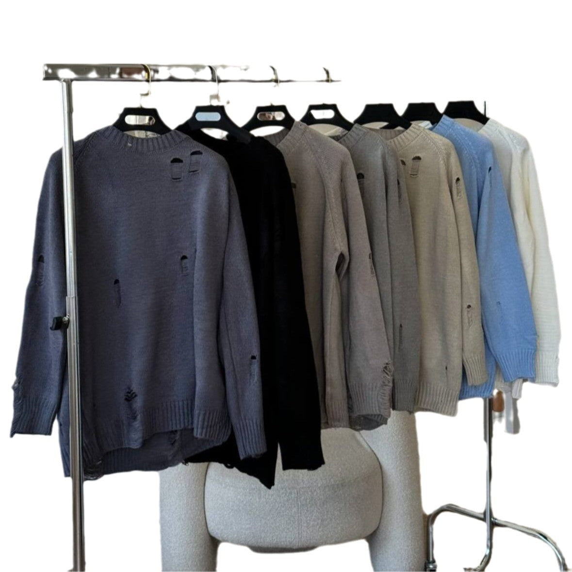 Women's casual knit sweater with a fashionable used look NOVAE