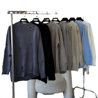 Women's casual knit sweater with a fashionable used look NOVAE