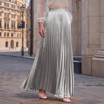 Women's pleated maxi skirt with elastic waistband and flowing cut NOVAE