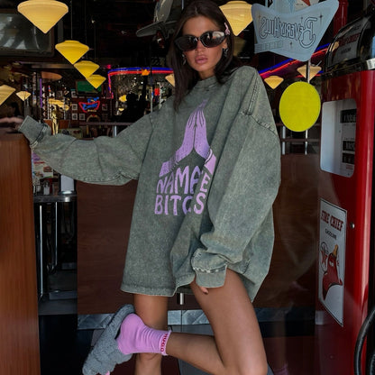 Women's oversized sweatshirt with creative lettering and a relaxed fit NOVAE