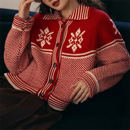Women's cardigan with festive motif and practical pockets NOVAE