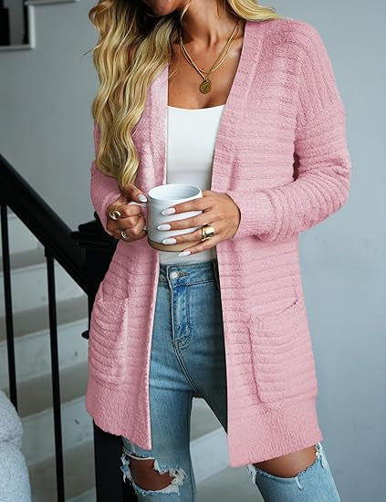 Women's Cozy Cardigan with Pockets and Texture NOVAE