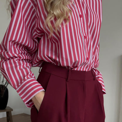 Women's striped blouse with voluminous sleeves and fashionable button details NOVAE