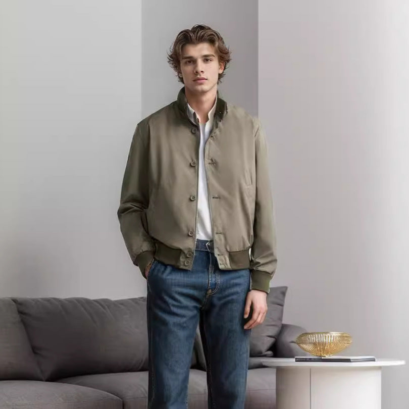 Men's fashionable leisure jacket with protective high collar and practical pockets NOVAE