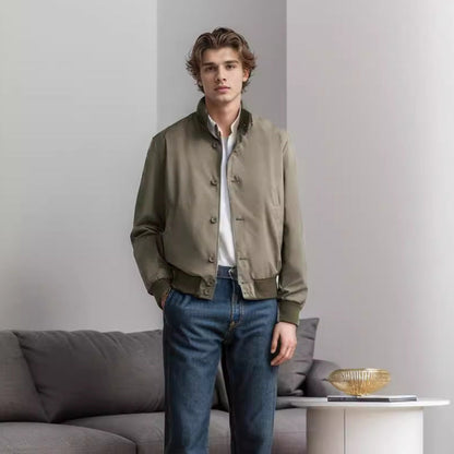 Men's fashionable leisure jacket with protective high collar and practical pockets NOVAE