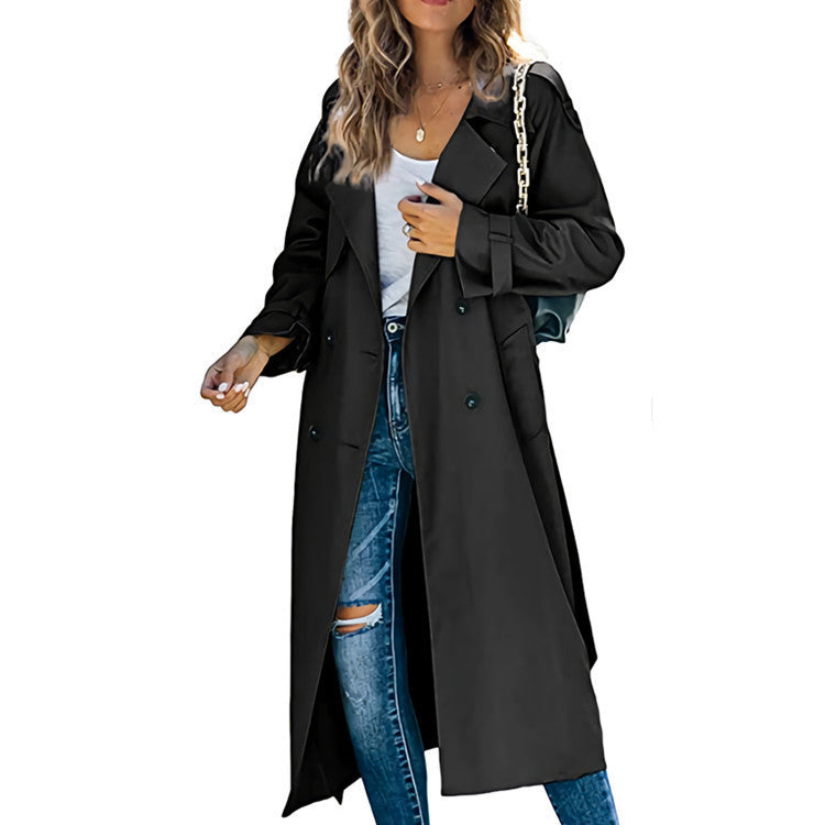 Women's trench coat in lightweight, breathable fabric with double-breasted button fastening and side pockets NOVAE