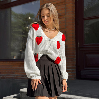 Women's cardigan with unique heart appliqués and a relaxed fit NOVAE