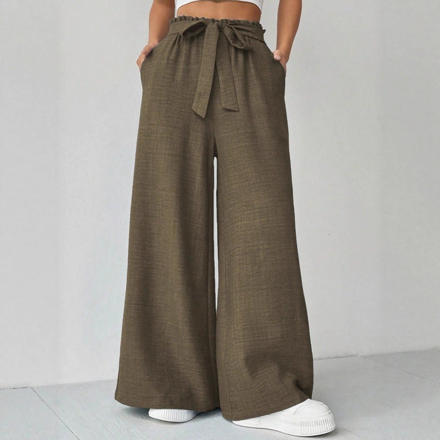 Women's wide-leg trousers with adjustable waistband NOVAE