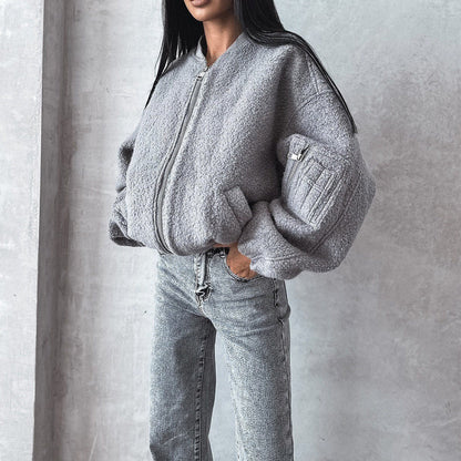 Women's cozy fleece jacket with innovative cut NOVAE