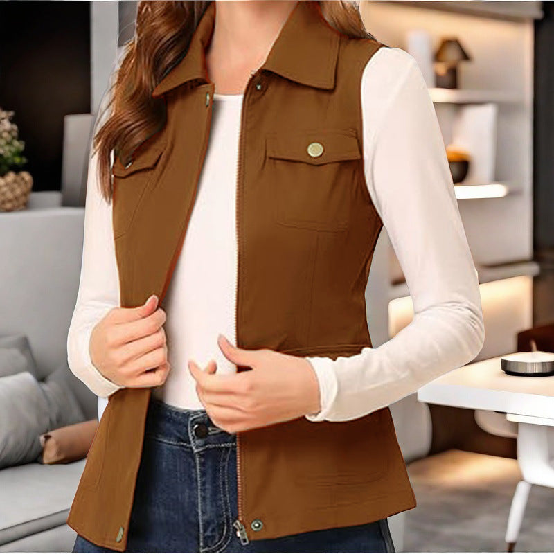 Women's stylish vest with practical pockets NOVAE